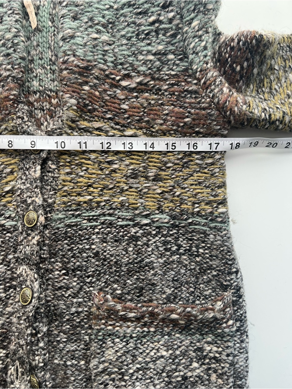 Wilfred Multicolor Gray Brown Olive Knit Shawl Collar Cardigan - Picture 8 of 9
